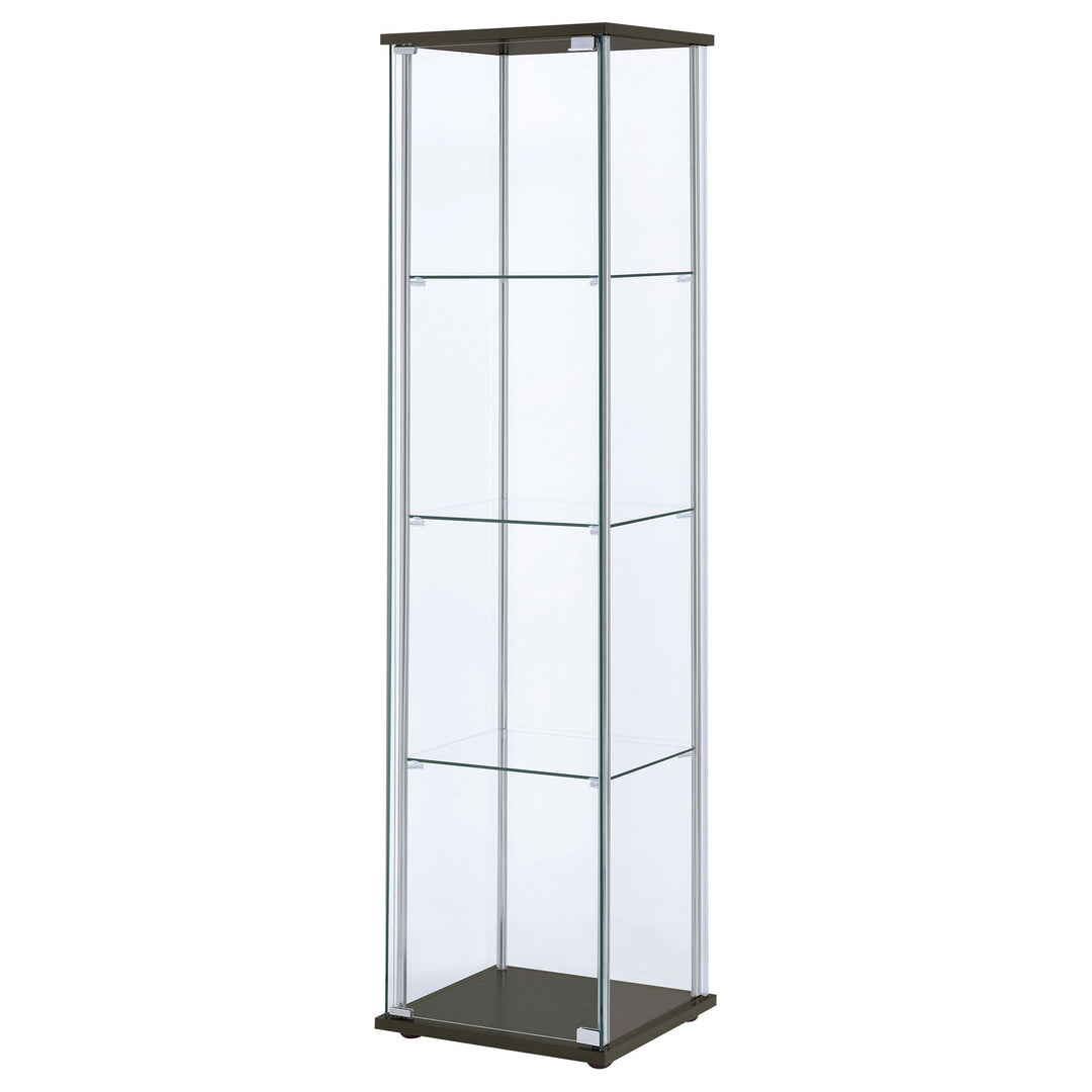 Bellatrix 3-shelf Clear Glass Curio Cabinet Cappuccino