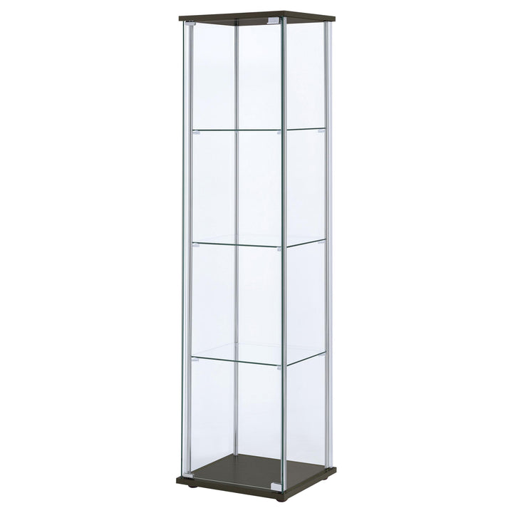 Bellatrix 3-shelf Clear Glass Curio Cabinet Cappuccino