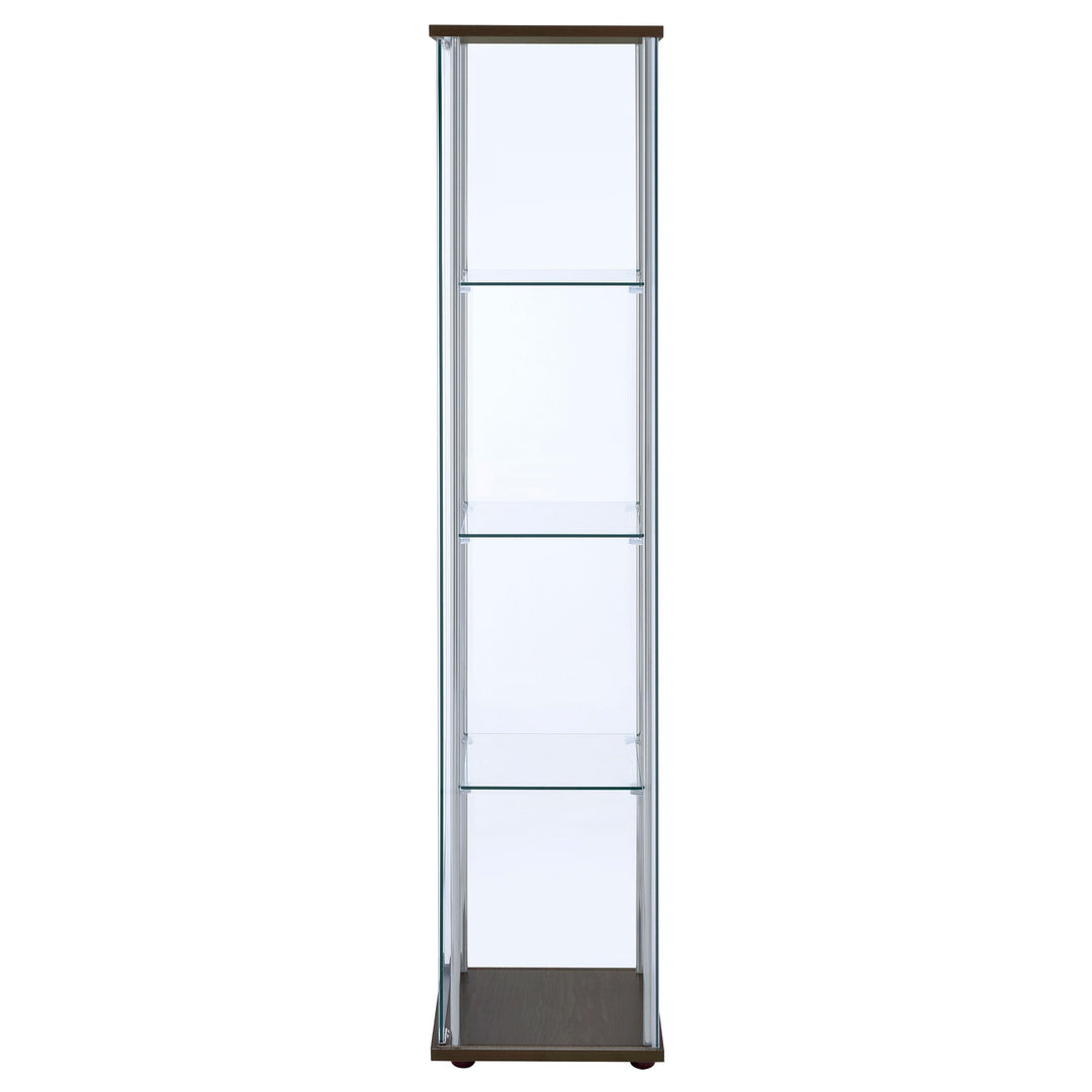 Bellatrix 3-shelf Clear Glass Curio Cabinet Cappuccino