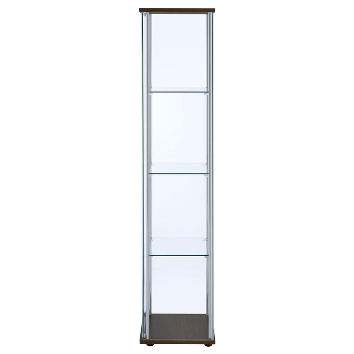 Bellatrix 3-shelf Clear Glass Curio Cabinet Cappuccino
