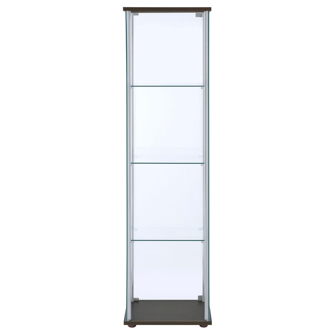 Bellatrix 3-shelf Clear Glass Curio Cabinet Cappuccino