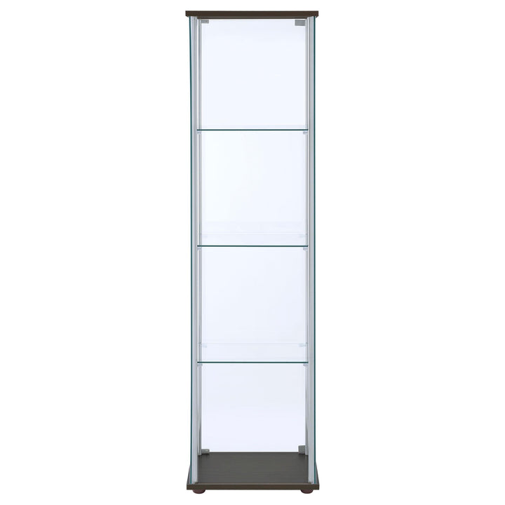 Bellatrix 3-shelf Clear Glass Curio Cabinet Cappuccino
