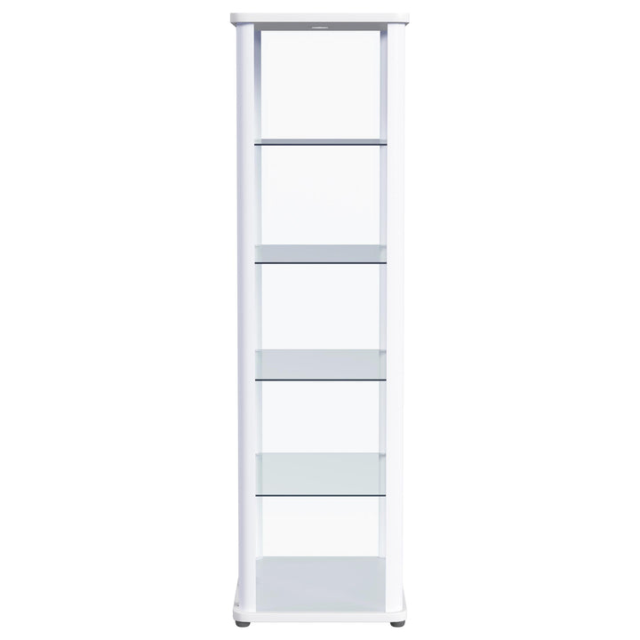 Aero 5-shelf Display Curio Cabinet with LED Lighting White