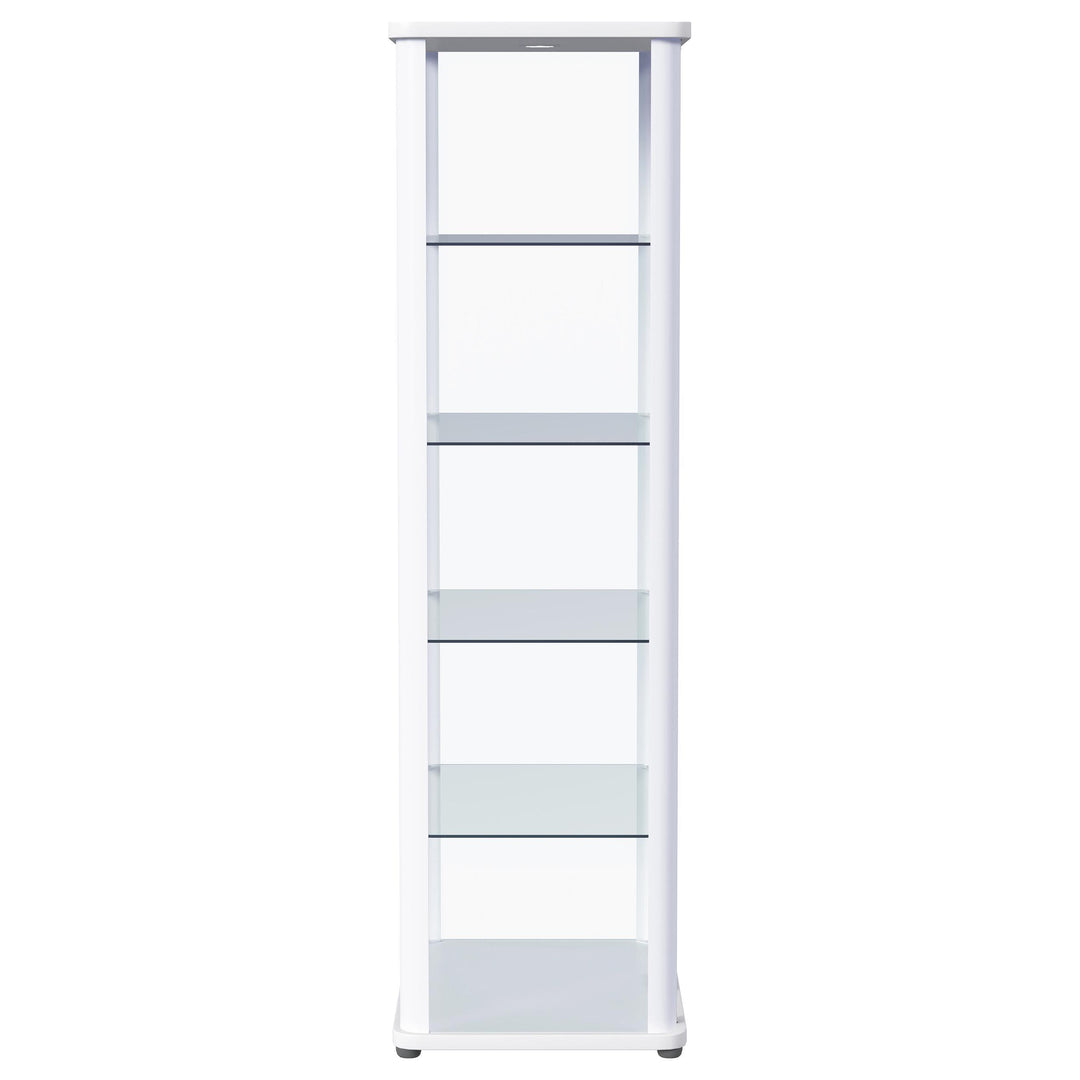 Aero 5-shelf Display Curio Cabinet with LED Lighting White