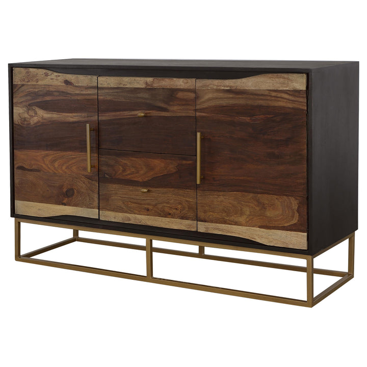 Zara 2-door 57-inch Wood Accent Storage Cabinet Black Walnut