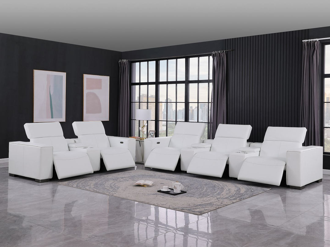 1208 - Modular Leather Sofa Loveseat With 6 Recliners And Power Headrests