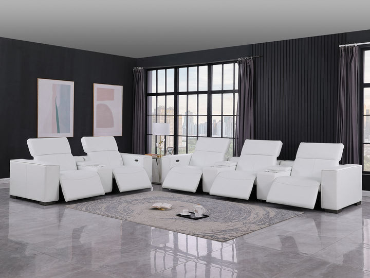 1208 - Modular Leather Sofa Loveseat With 6 Recliners And Power Headrests