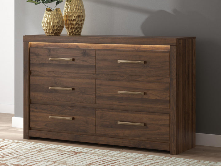 Janfyn - Six Drawer Dresser - Brown