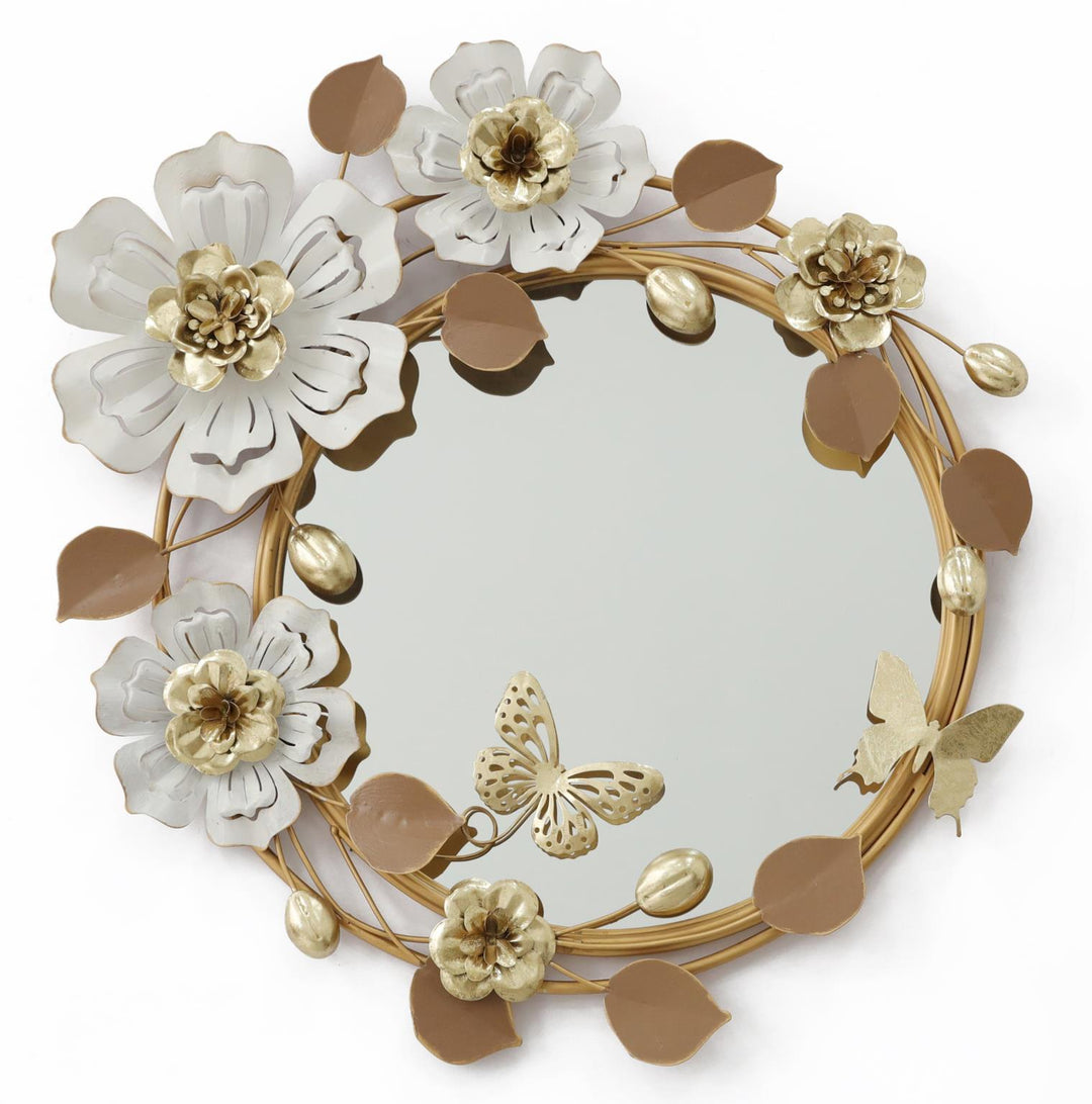 25x26 Metal Wall Mirror - Light Brown