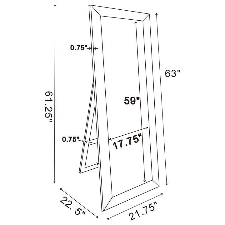 Soline 22 x 61 Inch Framed Standing Floor Mirror Silver