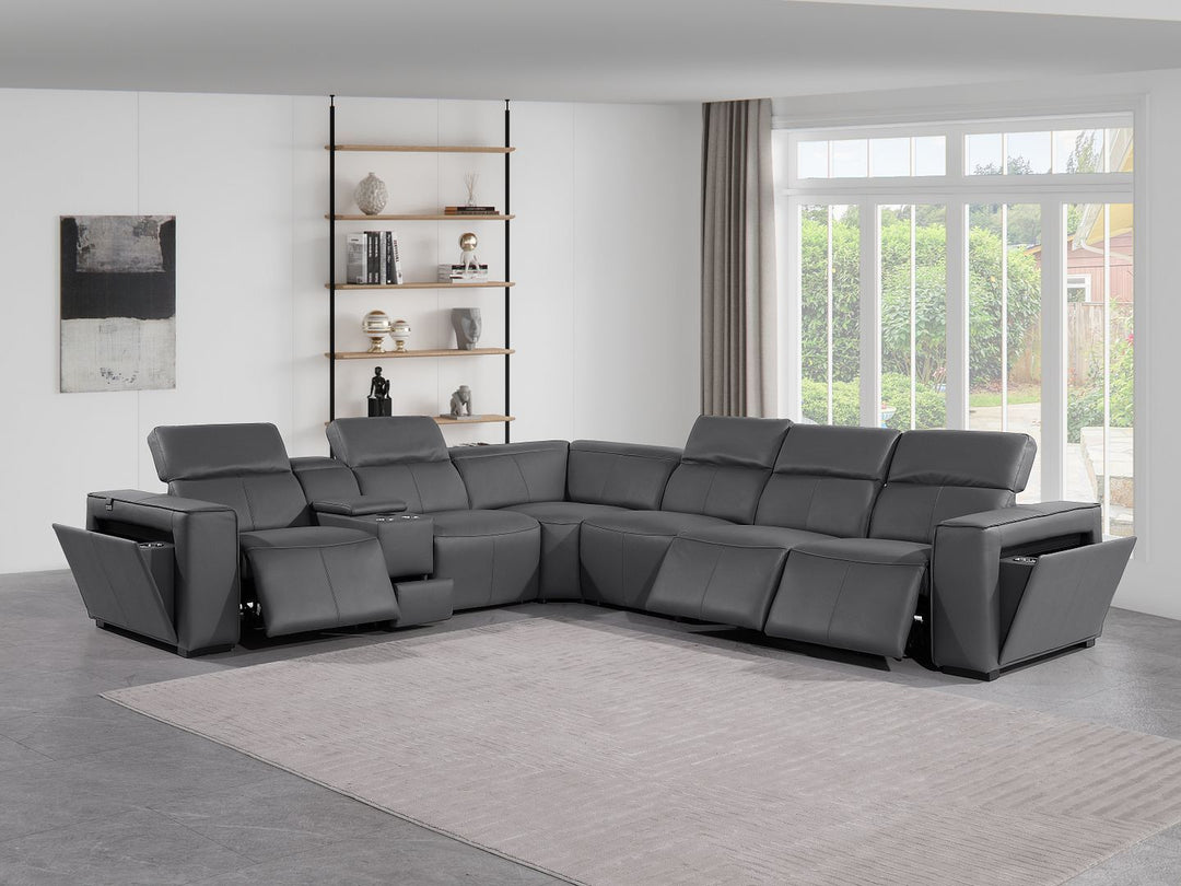 1224 - 7-Piece L-Shaped Sectional Sofa In With 3 Power Recliners &amp; Power Headrests
