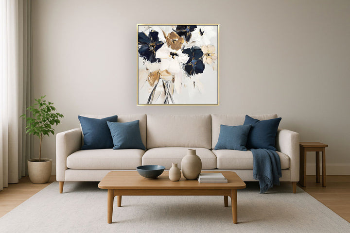 Midnight Petal Sonata - 35" x 35" Framed Wall Art