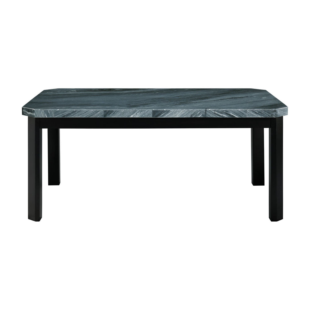 Francesca - Rectangular 5 Piece Gray PU Chairs Dining Set, Table &amp; Four Chairs - Gray Marble