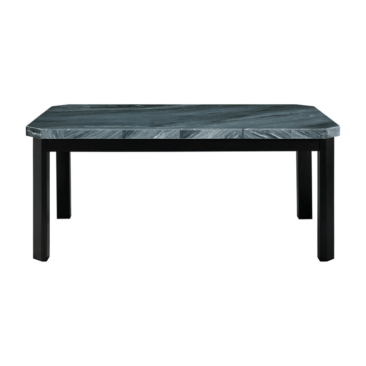 Francesca - Rectangular 5 Piece Gray PU Chairs Dining Set, Table &amp; Four Chairs - Gray Marble