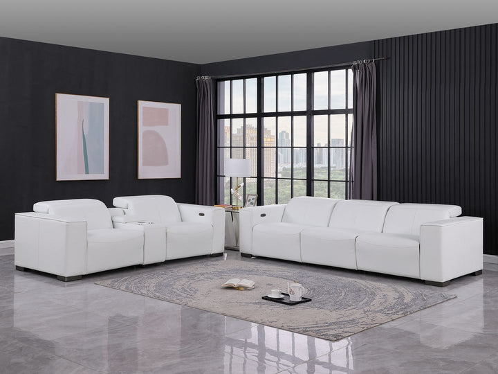 1208 - Leather Reclining Set (Sofa & Loveseat With 5 Power Recliners)