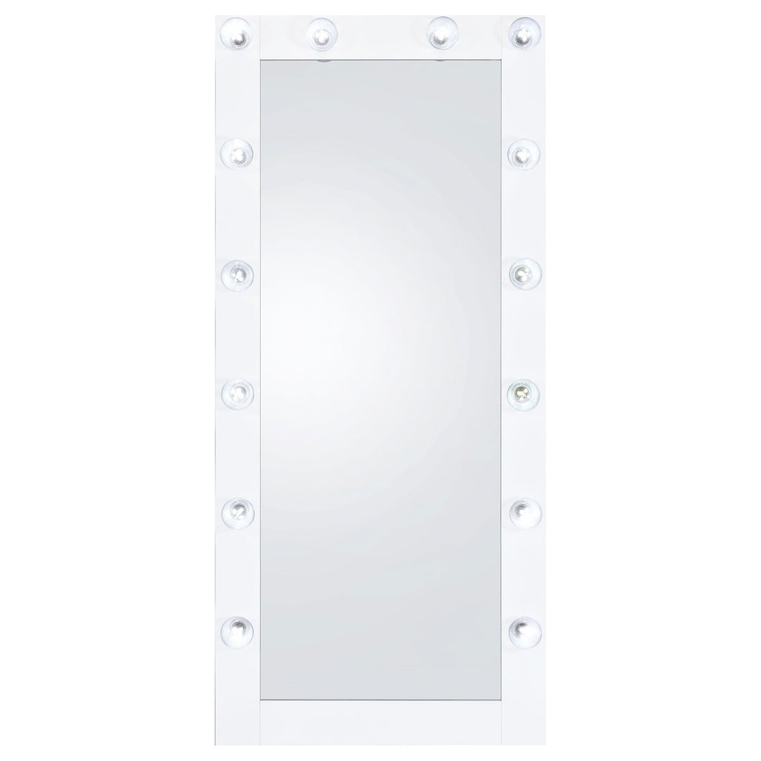 Zayan 32 x 71 Inch Floor Mirror LED Lighting White Gloss