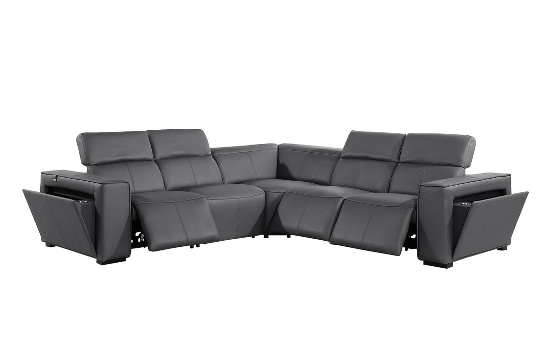 1224 - 5-Piece L-Shaped Sectional Sofa In With 3 Power Recliners &amp; Power Headrests