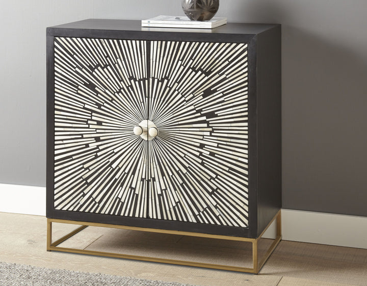 Amika - 2 Door Sunburst Bone Cabinet - Black