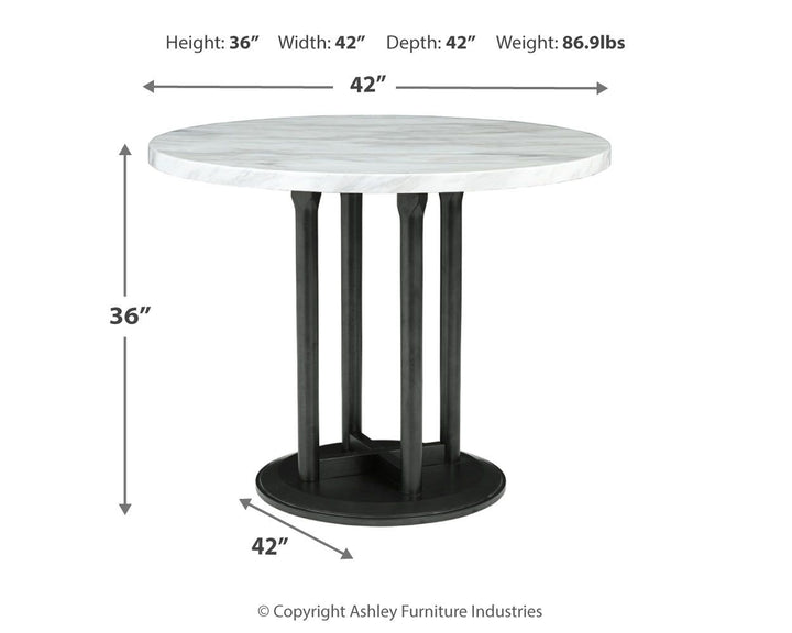 Centiar - Black / Gray - Round Dining Room Counter Table