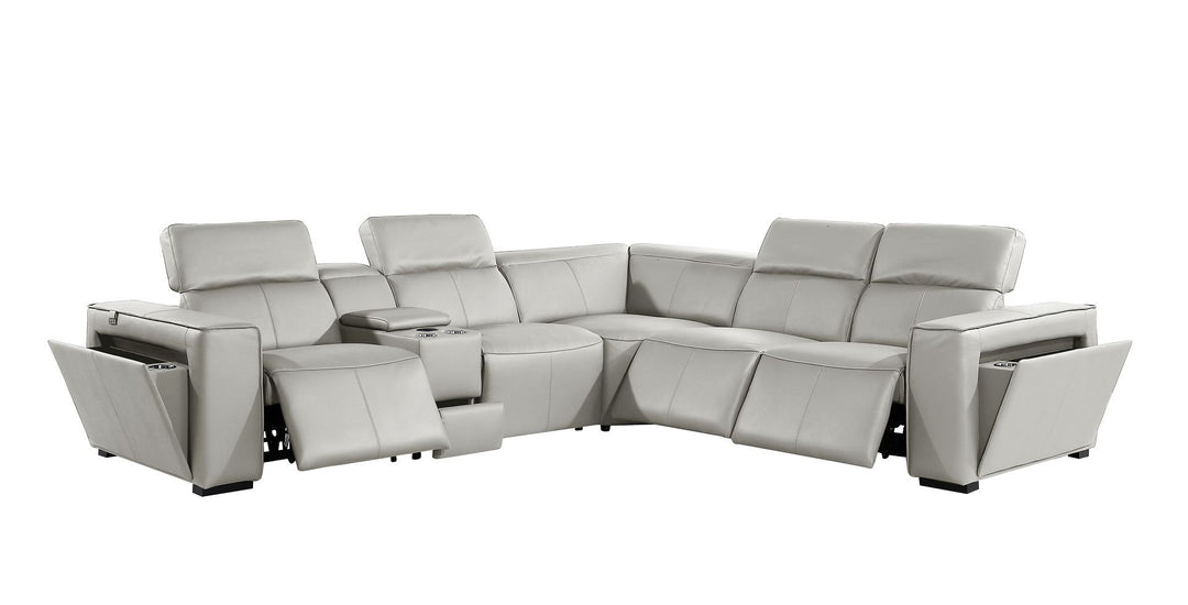 1224 - 6-Piece L-Shaped Sectional Sofa In With 3 Power Recliners &amp; Power Headrests
