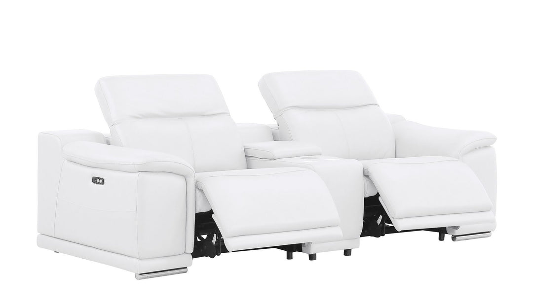 2679 - Power Reclining Sofa, Console Loveseat &amp; Chair Set In Genuine Leather (5 Recliners)