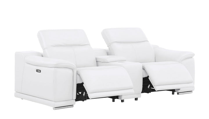 2679 - Power Reclining Sofa, Console Loveseat &amp; Chair Set In Genuine Leather (5 Recliners)