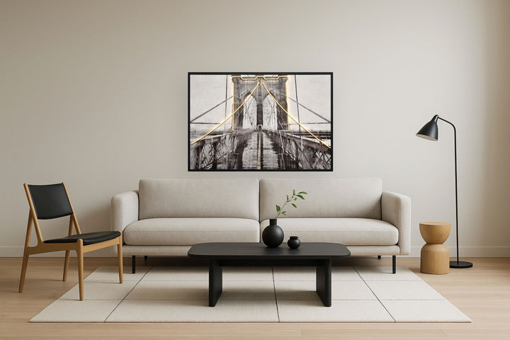 "Luminous Crossing" Hand-Embellished LED In Frame - Black / White