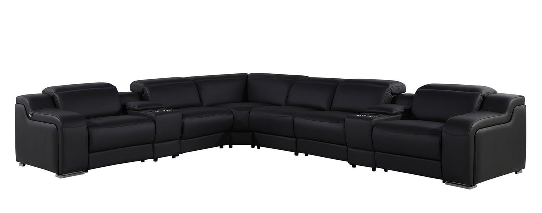 1116 - 8-Piece L-Shaped Sectional Sofa In With 4 Power Recliners &amp; Power Headrests
