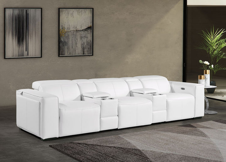 1224 - 5-Piece Modular Power Reclining Sofa In With 3 Power Recliners & Power Headrests
