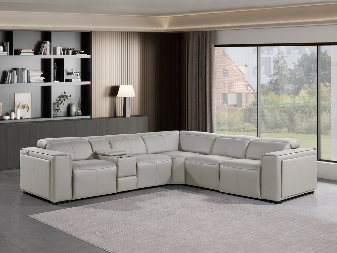 1224 - 6-Piece L-Shaped Sectional Sofa In With 3 Power Recliners & Power Headrests