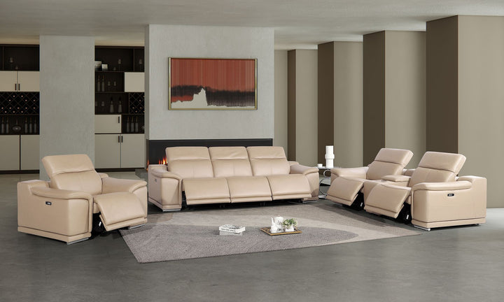 2679 - Power Reclining Sofa, Console Loveseat &amp; Chair Set In Genuine Leather (6 Recliners)