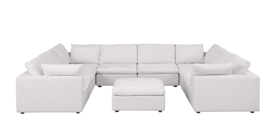 1100 - 9-Piece U-Shaped Sectional In Italian Fabric - Pearl