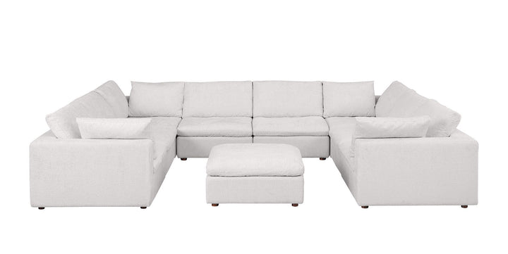 1100 - 9-Piece U-Shaped Sectional In Italian Fabric - Pearl