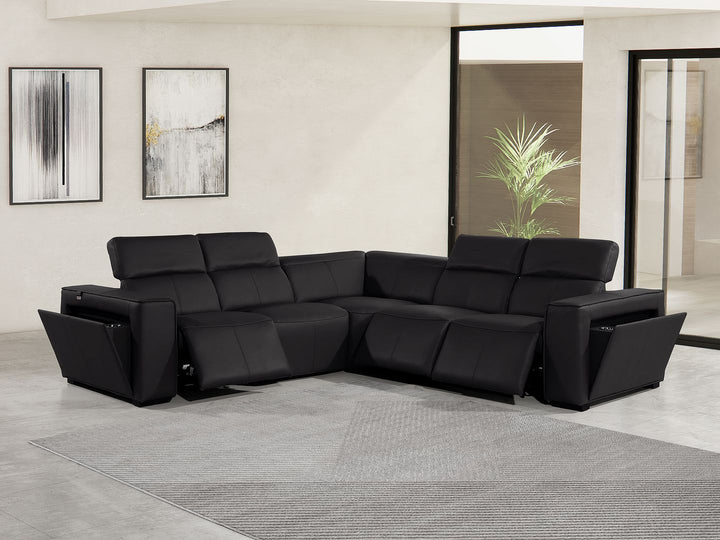 1224 - 5-Piece L-Shaped Sectional Sofa In With 3 Power Recliners &amp; Power Headrests