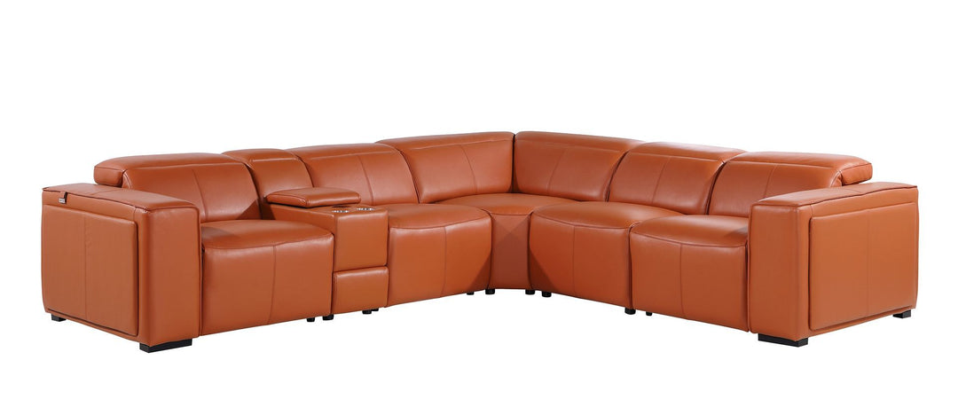 1224 - 6-Piece L-Shaped Sectional Sofa In With 3 Power Recliners &amp; Power Headrests