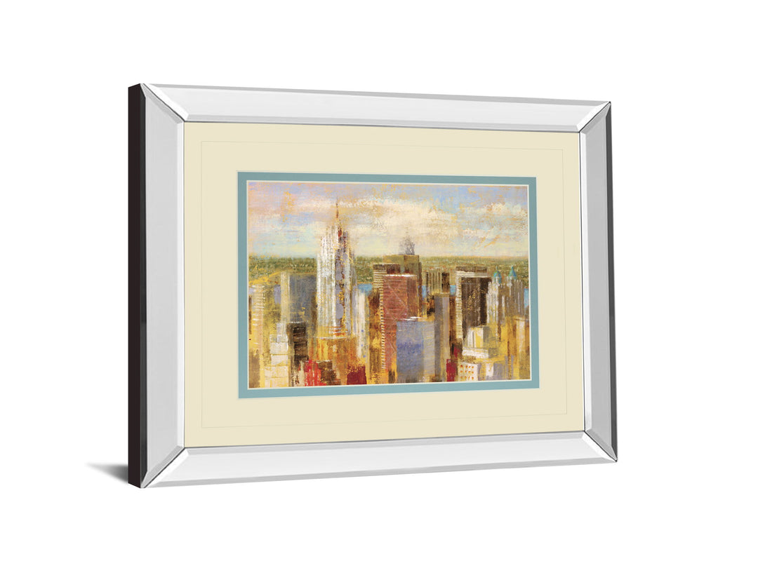 Cityscape Il By Longo - Mirror Framed Print Wall Art - Beige