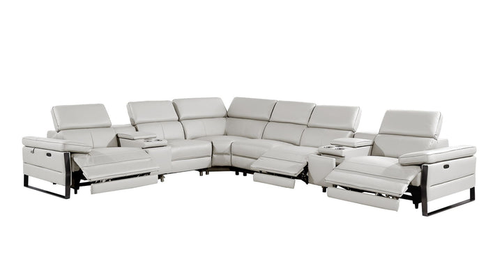1246 - 8-Piece L-Shaped Modular Power Reclining Sectional With 3 Power Recliners And Power Headrests