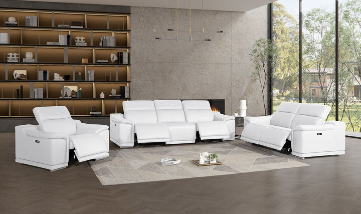 2679 - Power Reclining Sofa, Loveseat &amp; Chair Set In Genuine Leather (5 Recliners)