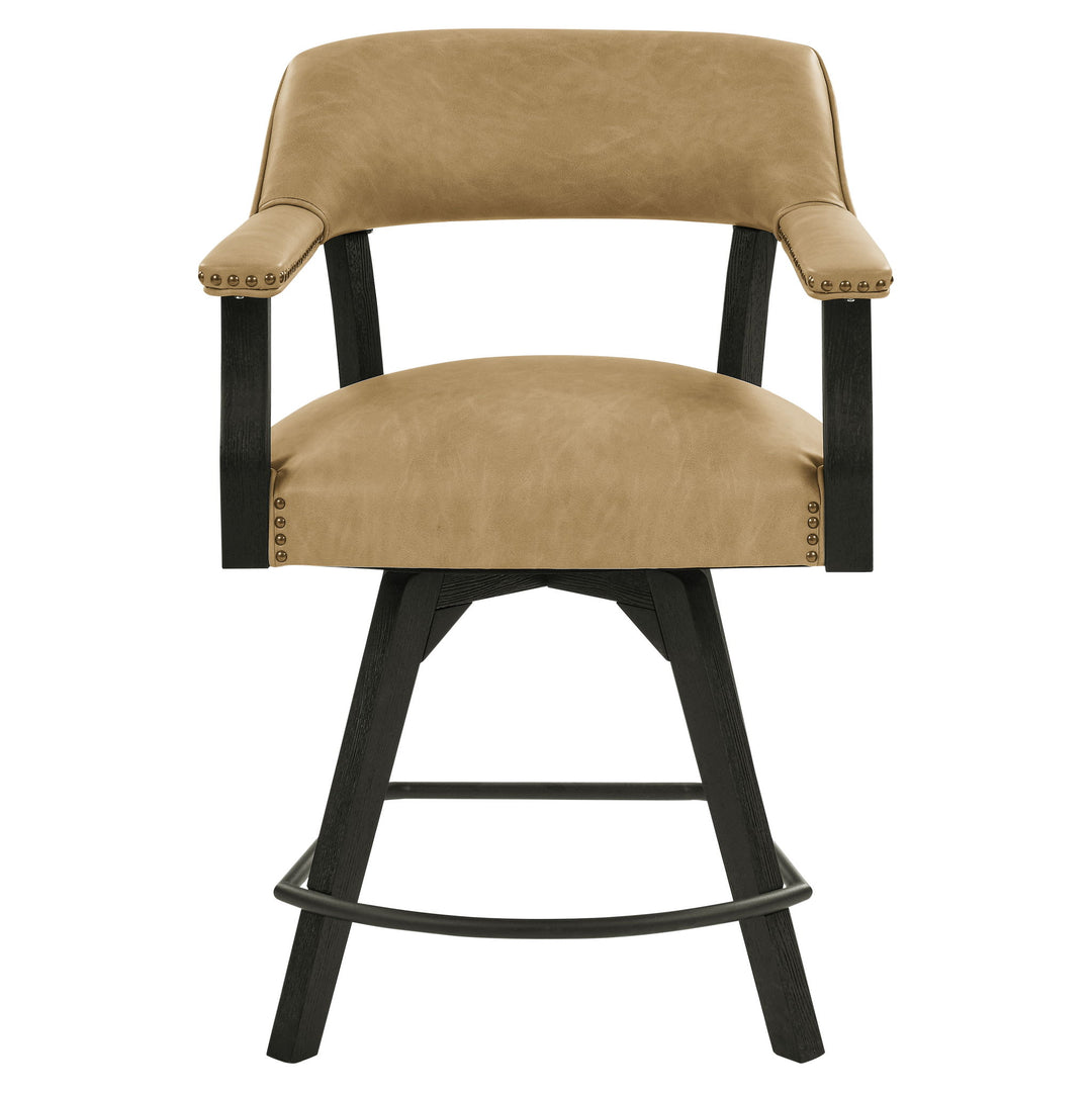 Rylie - Counter Captains Chair Vegan Leather - Black / Sand