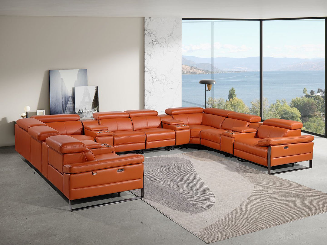 1246 - 12-Piece U-Shaped Modular Power Reclining Sectional With 4 Power Recliners And Power Headrests