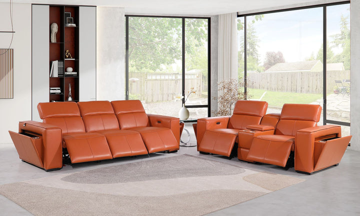 1224 - 6-Piece Modular Power Reclining Sofa And Console Loveseat Set In With 5 Power Recliners &amp; Power Headrests