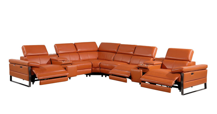 1246 - 8-Piece L-Shaped Modular Power Reclining Sectional With 3 Power Recliners And Power Headrests