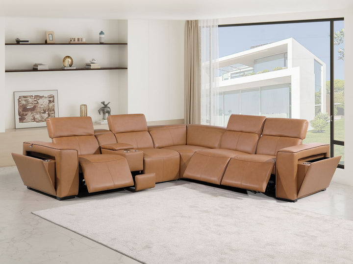 1224 - 6-Piece L-Shaped Sectional Sofa In With 3 Power Recliners &amp; Power Headrests