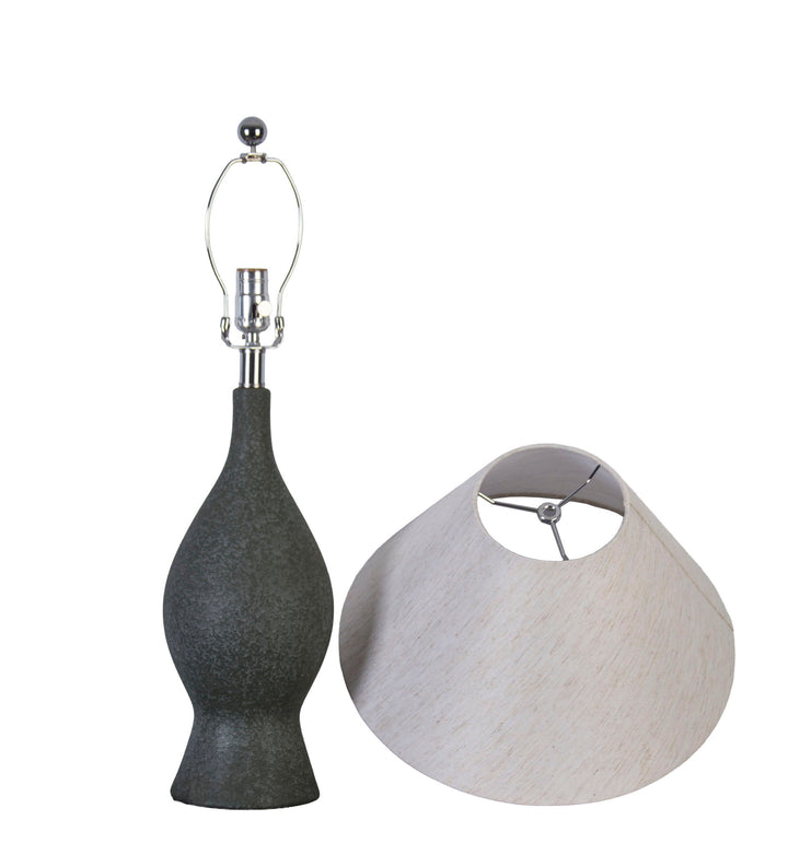 "Cerulean Elegance" Ceramic Table Lamp (Set of 2) - Blue Gray