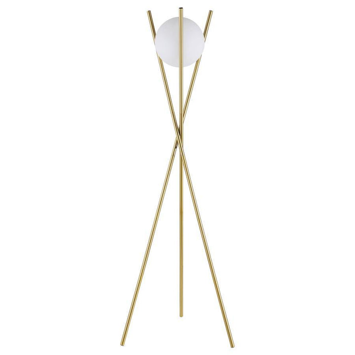 Yamileth - Spherical Bulb Metal Tripod Floor Lamp - Gold