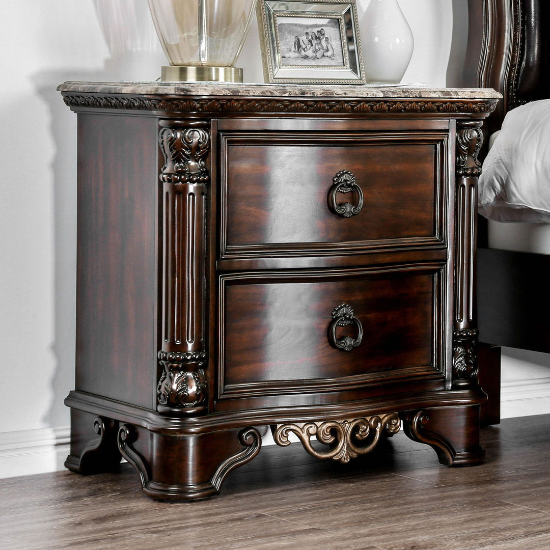 Menodora - Nightstand - Brown Cherry