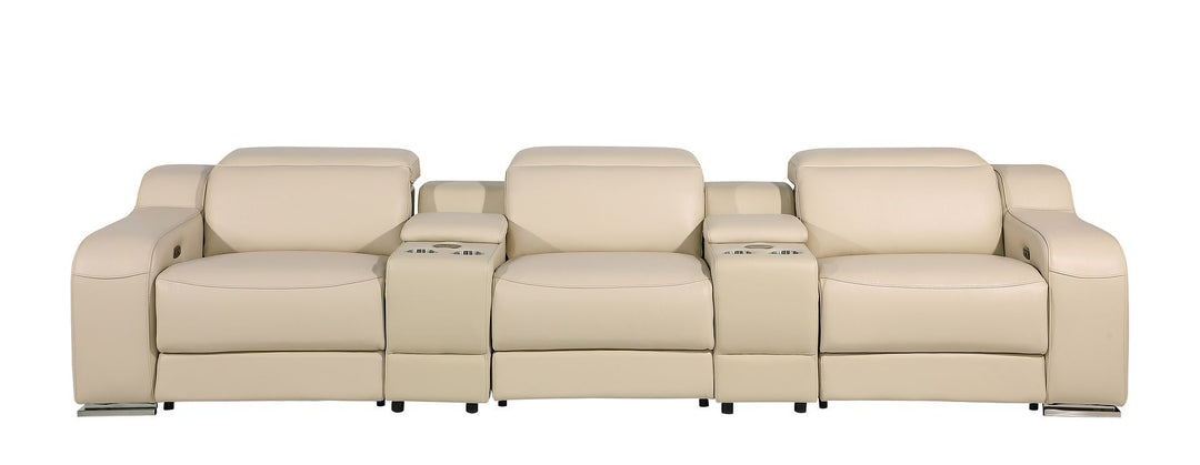 1116 - 5-Piece Modular Power Reclining Sofa In With 3 Power Recliners &amp; Power Headrests