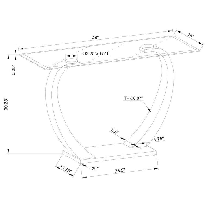 Pruitt - Glass Top Metal Base Console Table - Satin