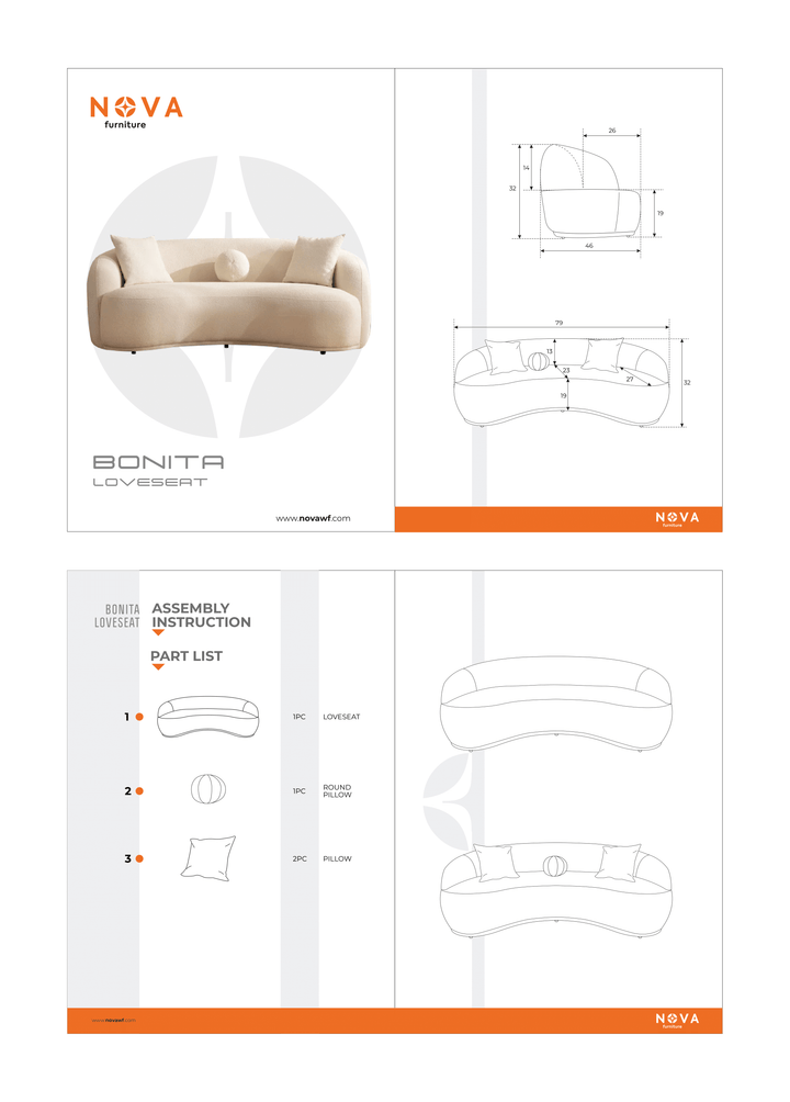Bonita Coffee Velvet Loveseat 81"