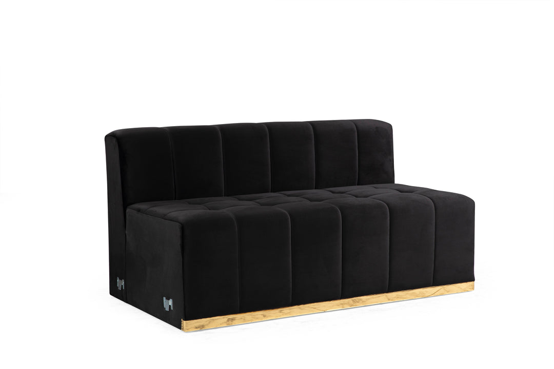 Elisha Black Velvet Double Chaise 130" Sectional [ETA: 9/15]